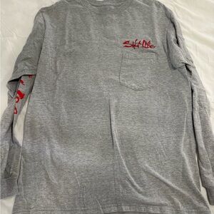 Salt Life Heather Gray Long Sleeve Tee with Red Accents